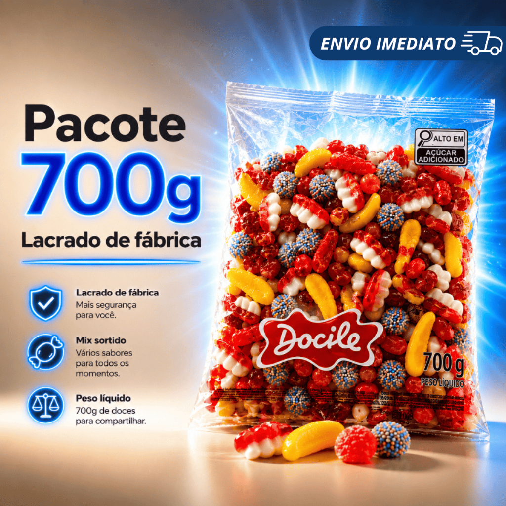 Bala Mix Gelatina a Granel Doces Guloseimas Mix Pacote Docile 700g ...