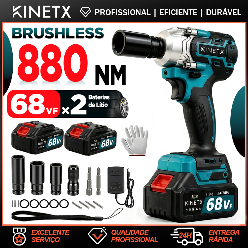Kit Chave De Impact 880NM 68Vf 2 Baterias 3 em 1 Brushless