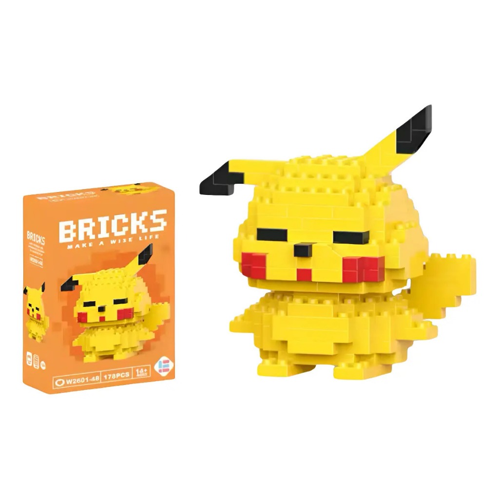 Brinquedo Mini Bloco De Montar Pikachu Desenho Pokemon Colecionável ...