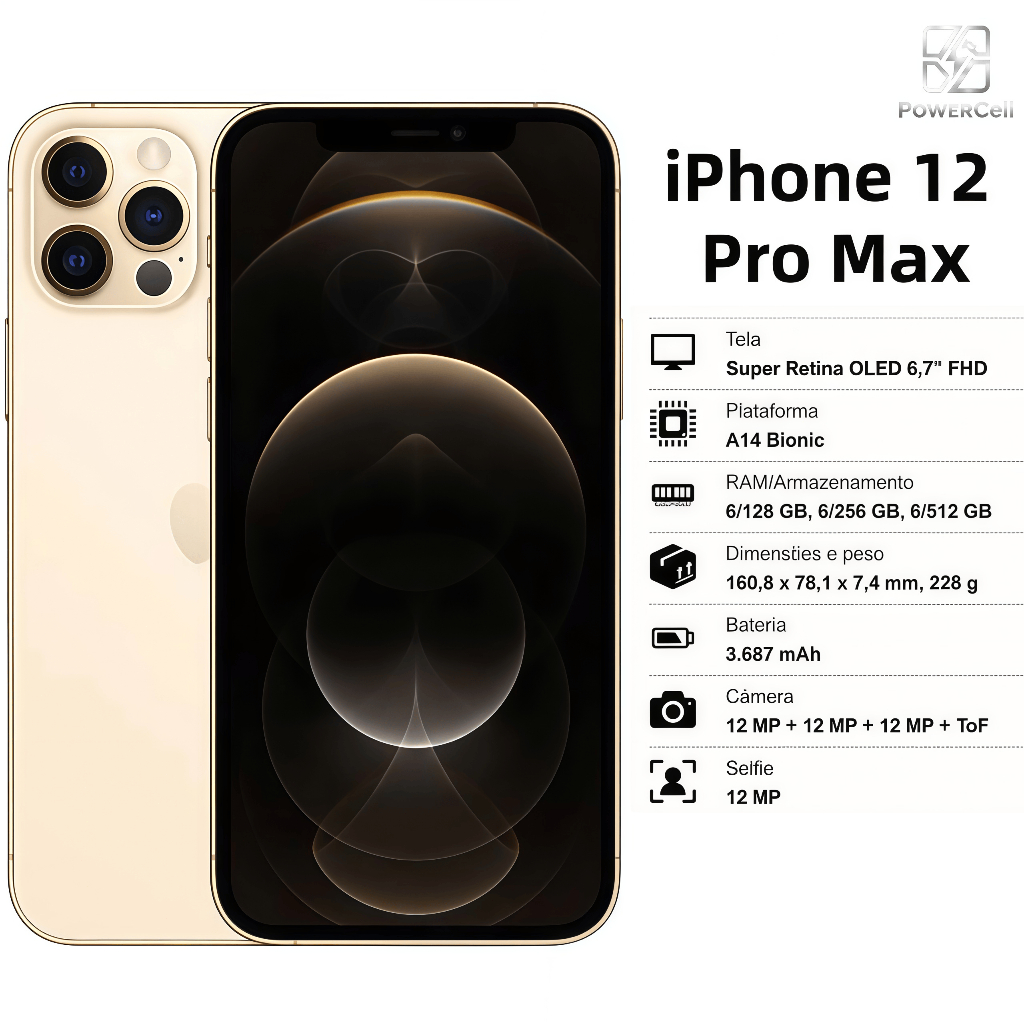 iPhone 12 Pro Max Dourado em Oferta | Shopee 2026