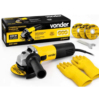 Esmerilhadeira Angular Vonder Lixadeira 650w 4.1/2 + Discos