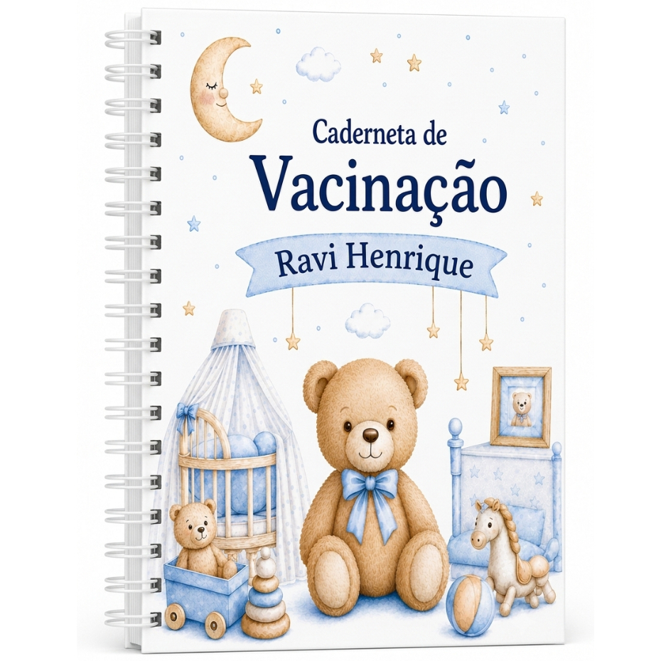Caderneta de Vacinação Ursinho Azul — Fosco