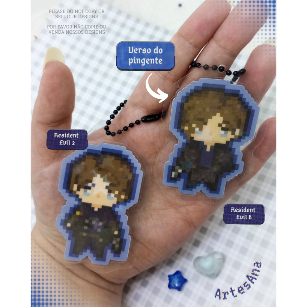 Chaveiro plastificado e holográfico - Leon Kennedy / Resident Evil