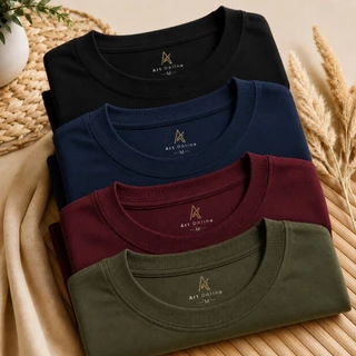 Kit 4 Camisetas Masculina Básica Lisa Malha Premium Manga Custa Básica Slim Fit Gola Redonda Casual Uso Diário