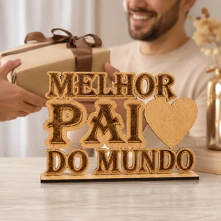 Placa Decorativa Melhor Pai do Mundo em MDF – Presente Criativo para Dia dos Pais 16x10cm