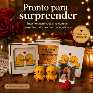 Kit Pato do Sempre com Caixa MDF e 2 Chaveiros - Presente de Natal para Namorado