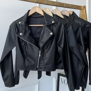 Jaqueta De Couro Feminina Com Ziper Inverno Motoqueira Envio Imediato