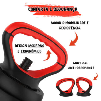 Kit Treino Funcional 20kg Musculação Barra Halteres Anilhas Supino Kettlebell Peso Ajustável