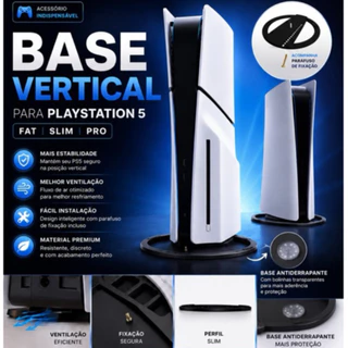 Suporte PLAYSTATION 5 Fat Slim e Pro +Parafuso+Antiderrapante base silicone- Varias Cores
