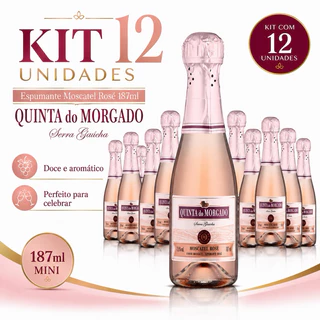 Kit 12 mini Espumante Moscatel Rosé Quinta do Morgado 187ml