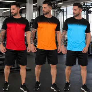 Kit3 Camisas Camisetas Dry Fit Masculina Academia Manga Curta Esportivo-Corrida-Atividade Fisica