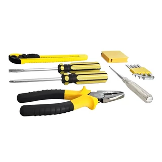 Kit de Ferramentas Com Maleta 11 Peças Alicate Chave Phillips Fenda Estilete