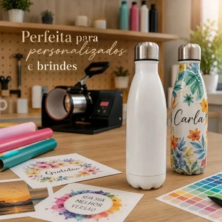 Kit 2 Garrafa Inox 500ml Sublimação Cor Branco Premium