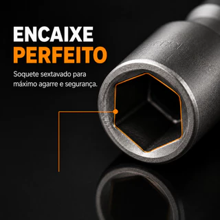 Kit Jogo Bits Soquete Canhão Sextavado Para Parafusadeira Furadeira Encaixe 1/4 Chave 5 A 13mm 9 Peças