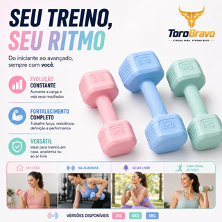Halteres Hexagonais emborrachados: antiderrapantes, silenciosos e duráveis. Várias cores e pesos.