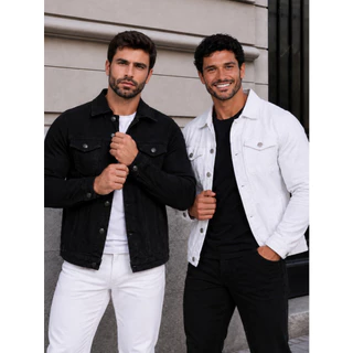 KiT 2 Jaqueta Masculina Jeans Sarja Masculina Fit Coloridas Casual Versátil