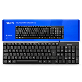 Teclado Básico Slim Multilaser TC193 USB Com Fio ABNT2 Para PC Notebook Preto