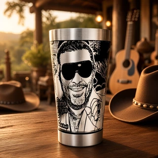 🎤 Copo Térmico Milionário & José Rico 473ml Inox – Gravação a Laser 360° | Presente para Fãs do Sertanejo 🤠🎶