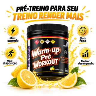 Pré-Treino Warm-Up Jump 300g Sabor Limão – Cafeína Creatina Taurina e Beta-Alanina
