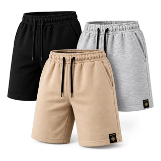 Kit 3 Bermuda Masculina Moletinho Treino Academia Confortável Casual Verão