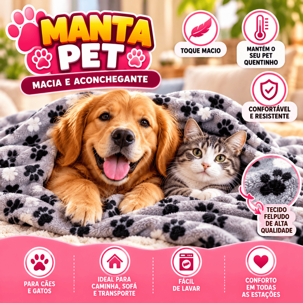 Kit 2 Manta Pet Diversas Estampas Macho e Fêmea