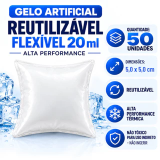 Kit 50 Gelo Artificial Reutilizável 20mL Bebidas Transporte