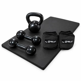 Kit Academia em Casa One Life Sports® – Colchonete + Par Halter 1kg + Par Caneleira 1kg