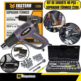 Kit Soprador Termico 2000W 220V FST078B2 + Jogo De Soquete 40 Peças FST003 - Fasterr em Oferta na Shopee