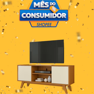 O MAIS QUERIDO DA SHOPEE Rack Turim 2 Portas para TV de até 50 Polegadas Com Pés em Madeira Maciça em Oferta na Shopee