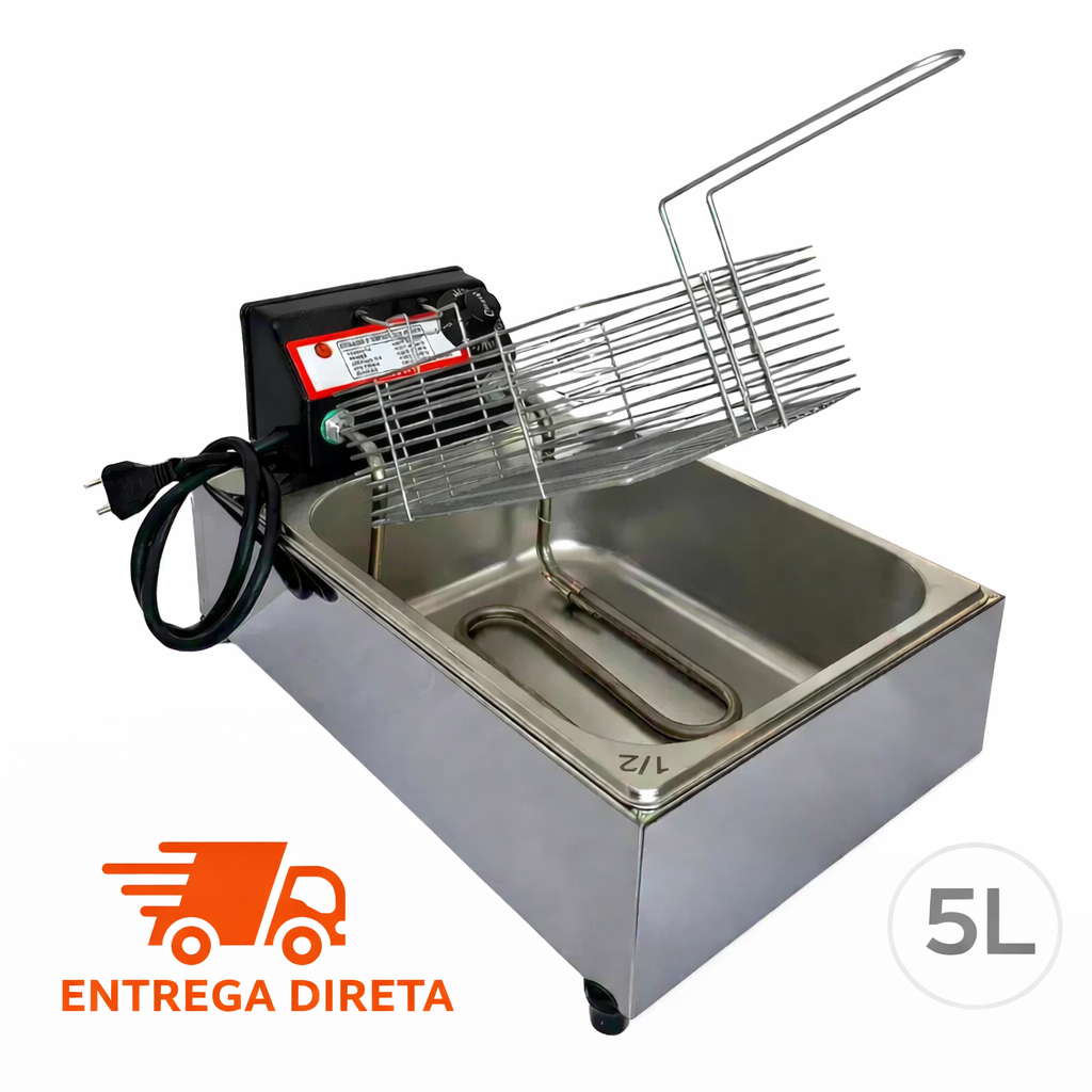 Fritadeira Elétrica Cuba 5 Litros Profissional Inox com Term