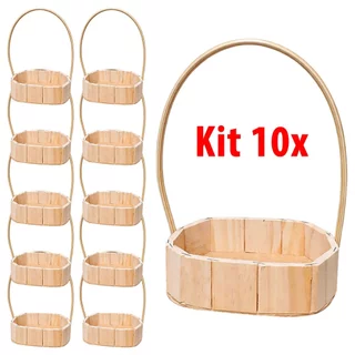 Kit 10 Cestas de Madeira Fraldeira Oval c/ Alça 15x11cm em Oferta na Shopee