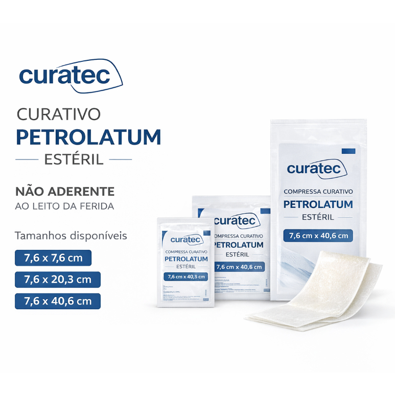 Compressa Curativo Emulsão Petrolatum Curatec Cicatrizante Estéril 7,6 ...