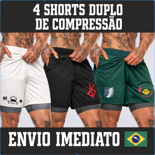 Kit 4 Shorts de Compressão (4unidades) Duplo - DryFIT - Anime-Streetwear