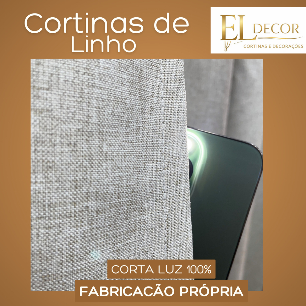 Cortina tecido linho 100% cortaluz blackout para sala ou quarto