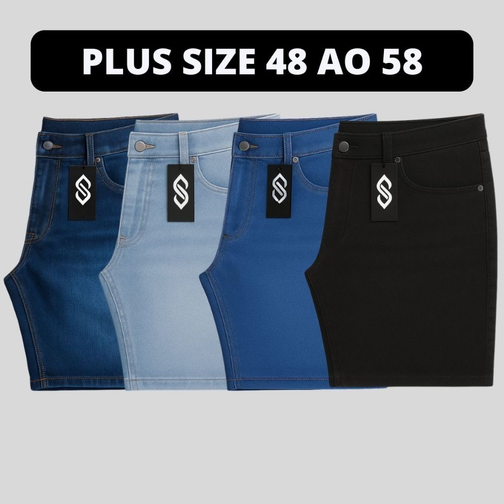 Kit 4 Bermudas Jeans Plus Size Masculina 48 ao 58 Extra Grande Xxg ...