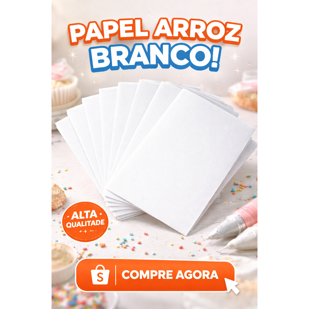 PAPEL ARROZ BRANCO - TIPO A PAPEL COMESTIVEL PARA BOLO