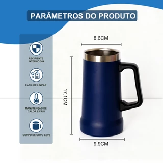 Caneca Térmica Chopp Cerveja Camada Dupla Em Inox Copo 710ml