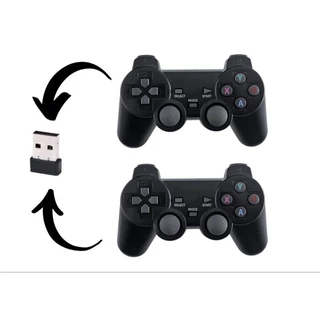 Controle Sem Fio Duplo + Receptor USB – Compatível com PC, TV Box e Game Stick