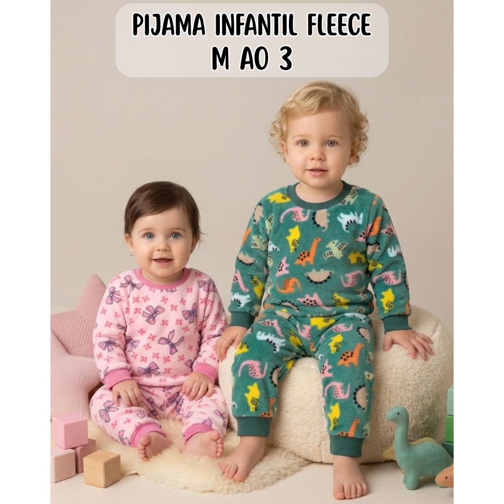 Pijama Infantil Inverno Fleece Ultrasoft Peludinho Menino Menina Blusa e Calça Quentinho M ao GG em Oferta na Shopee