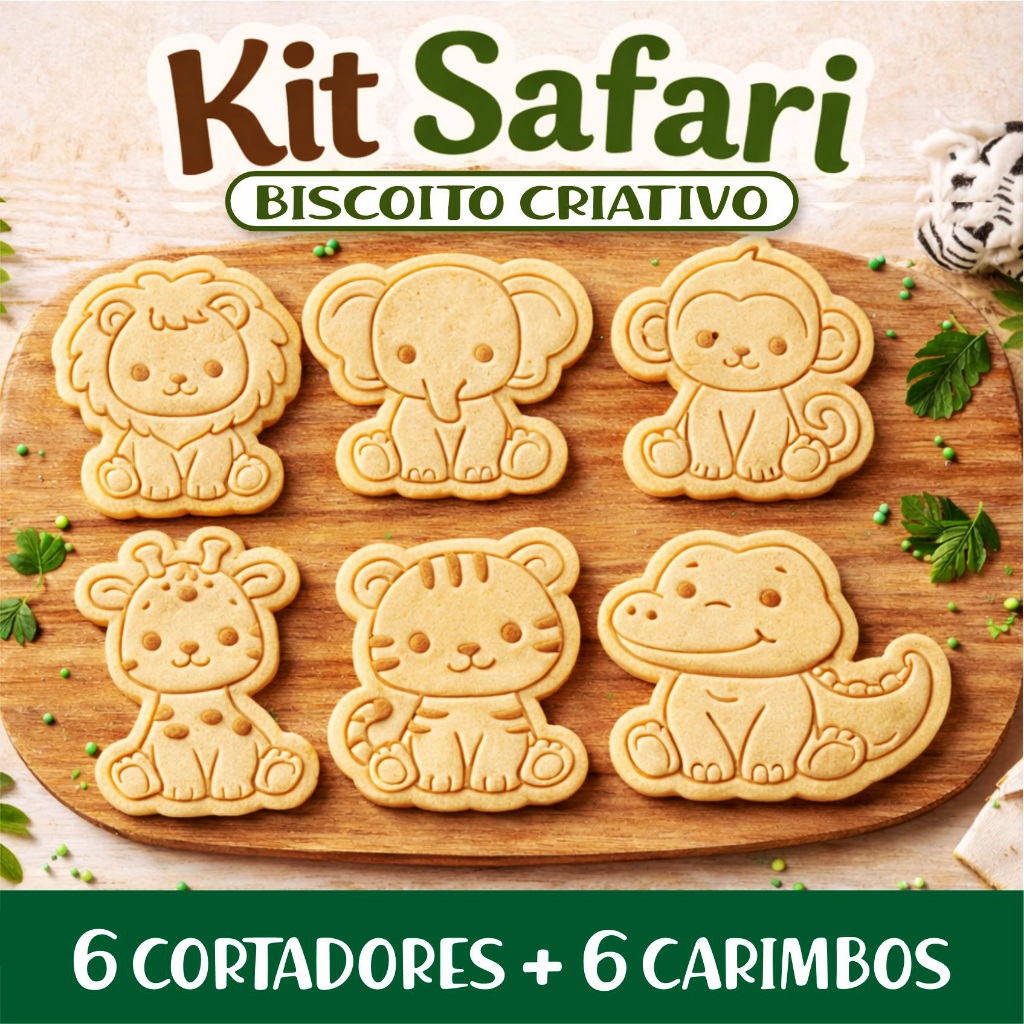 Cortador de Biscoito Safari Kit 6 Peças | Bichinhos Fofo com