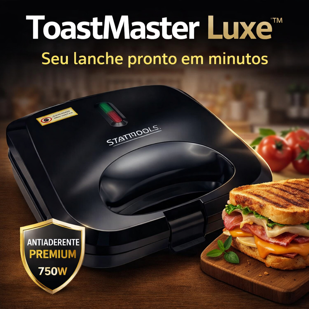 ToastMaster Luxe™ Sanduicheira Grill 2 em 1 - 750W Antiadere