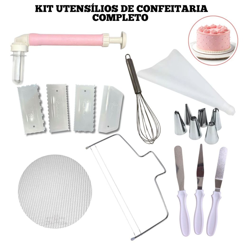 Kit Utensílios para Confeitaria Completo Espátulas Inox Rasp