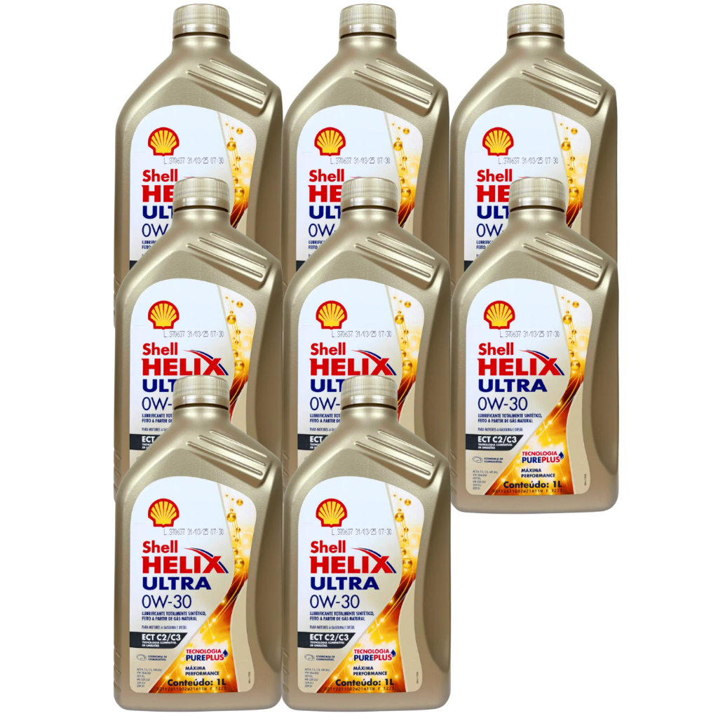 Kit 8 Litros Óleo Motor Sintético Shell Helix Ultra 0W30 API SN DIESEL ...
