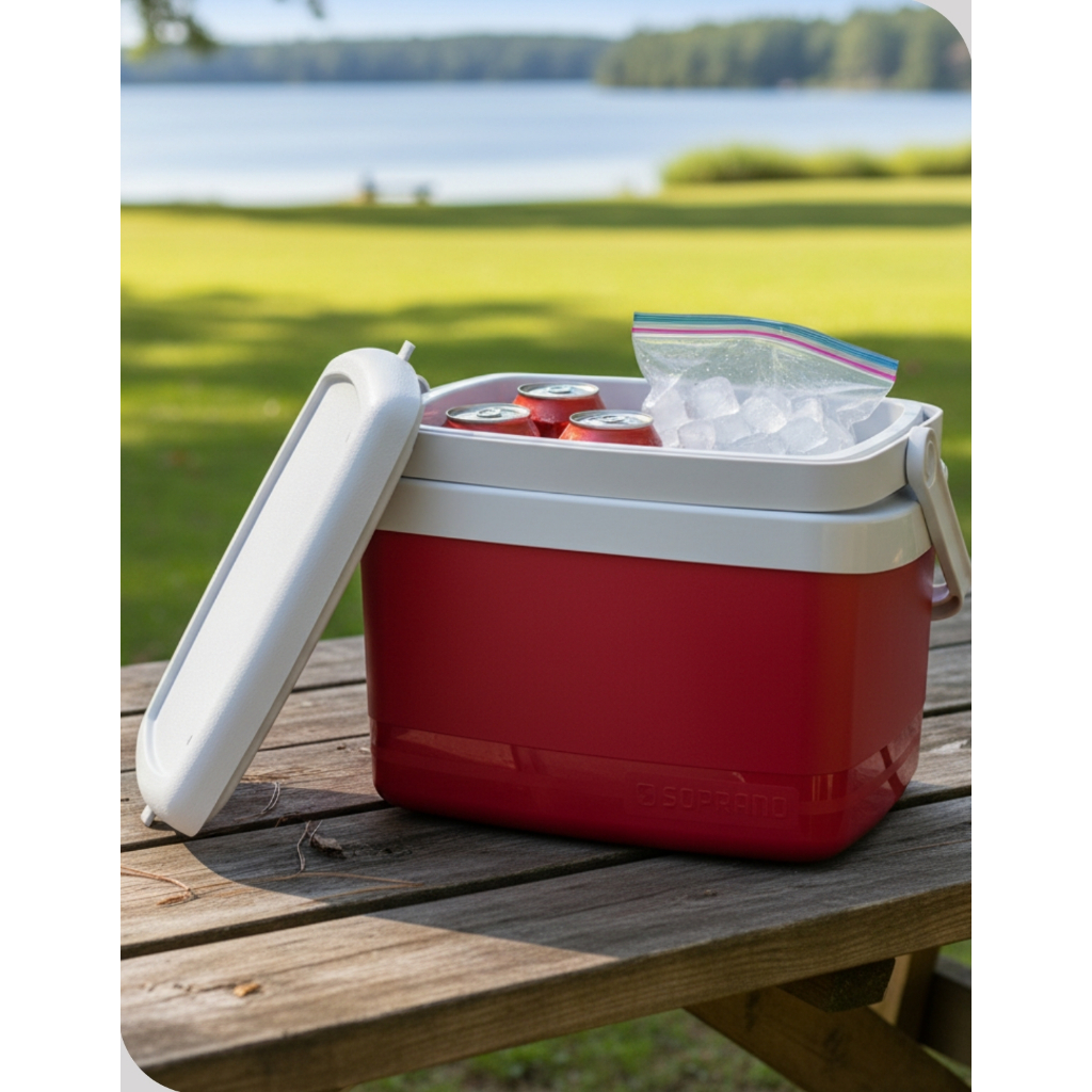 Caixa Termica Cooler 12l Alça Média 18 Latas Vermelha Soprano