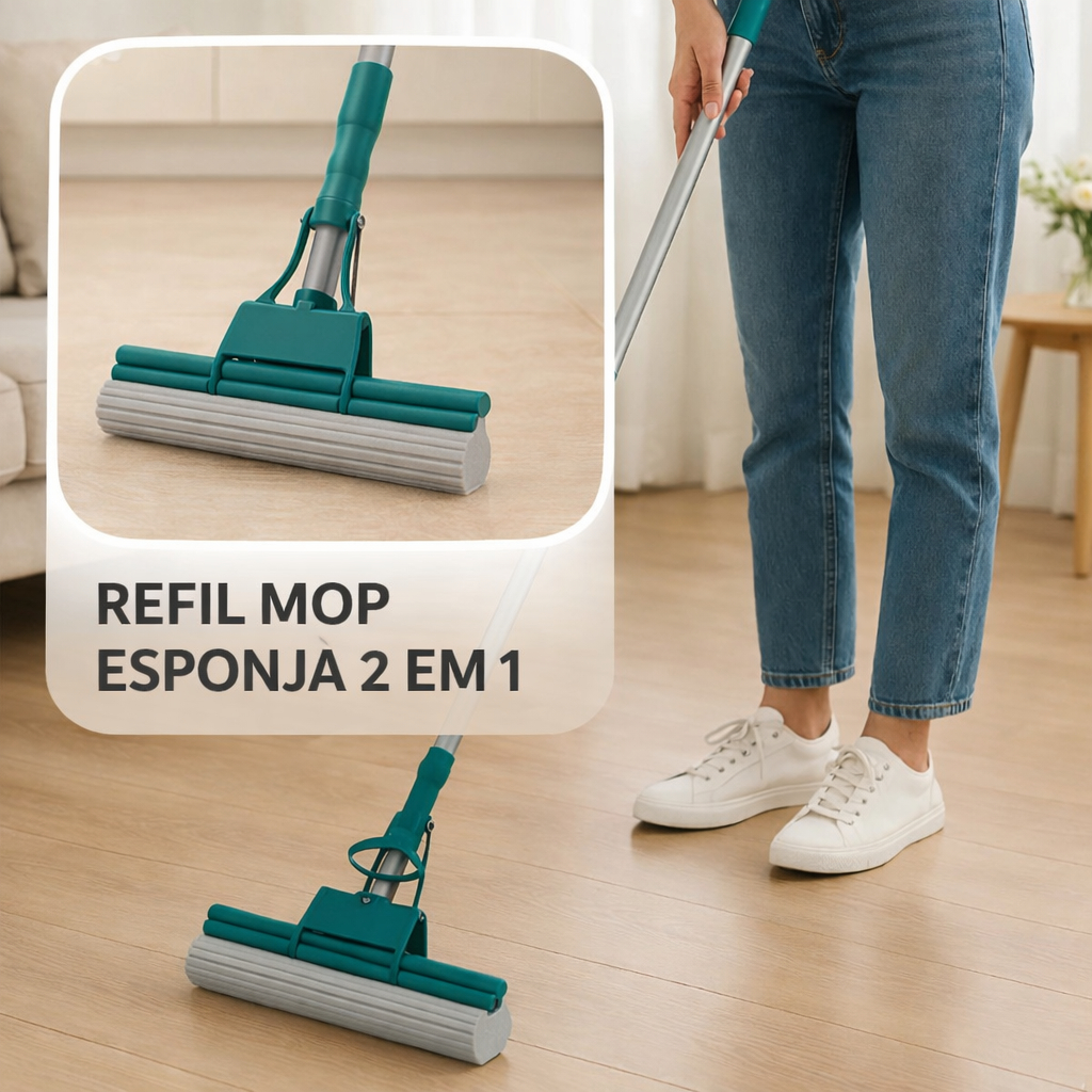 Kit 3 Refil Mop Esponja Universal Cabeça Reposição Absorvente Limpeza ...