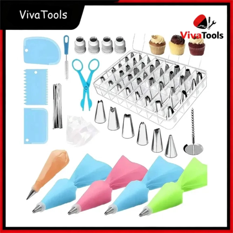 Kit Confeiteiro 72 Peças com Bicos Inox, Pregador Flores e S