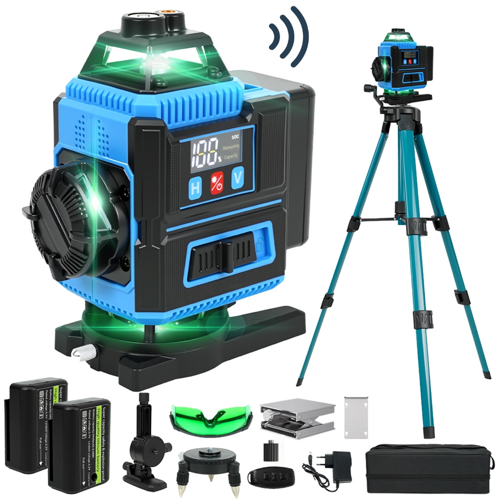 Nível a Laser 16 Linhas 4D Verde Profissional Tripé Voz 2 Baterias Recarregáveis Autonivelamento 360° Kit Completo | Shopee Brasil