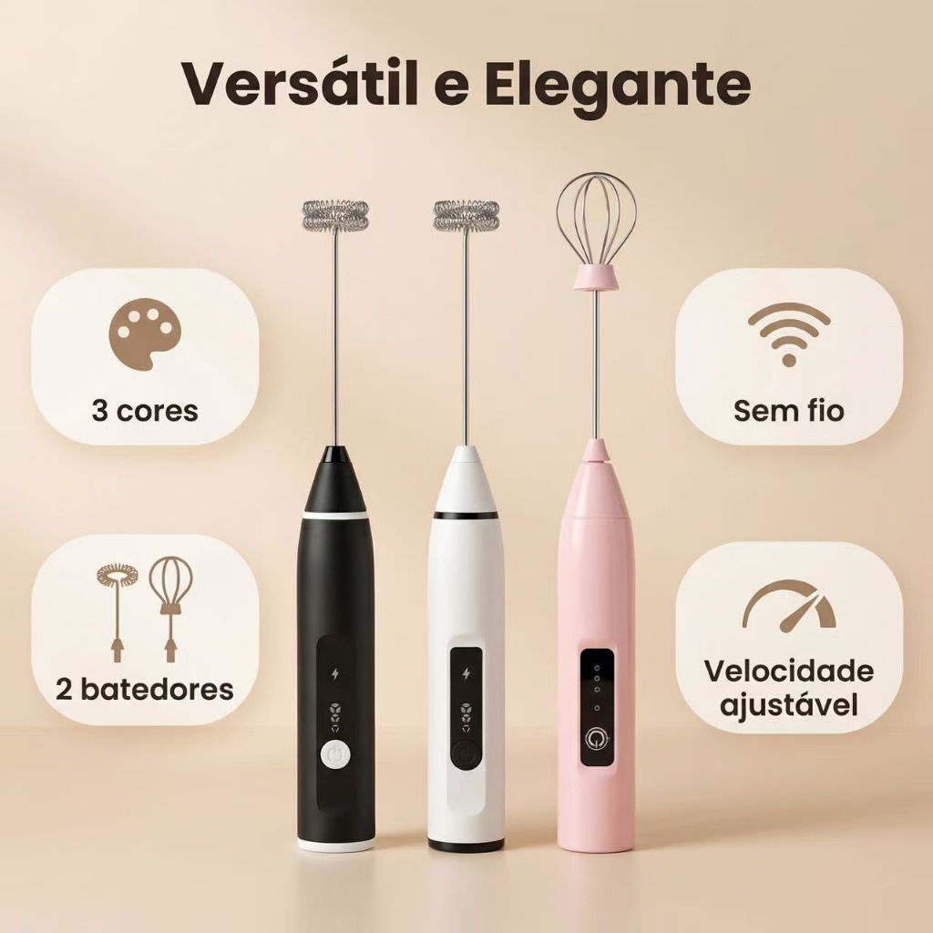 Mini Mixer Elétrico Portátil USB com 2 Batedores Misturador 