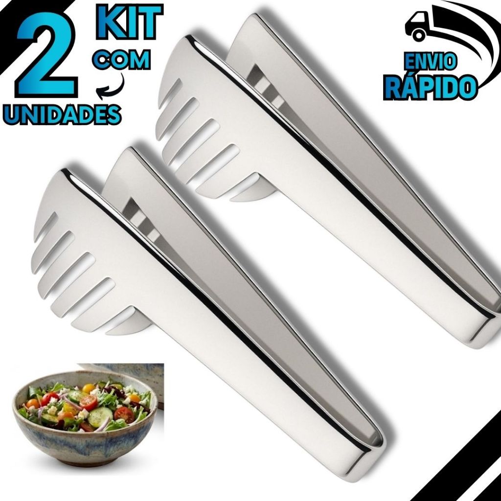 Kit 2 Pegador de Massa e Salada Inox Utensílio de Cozinha
