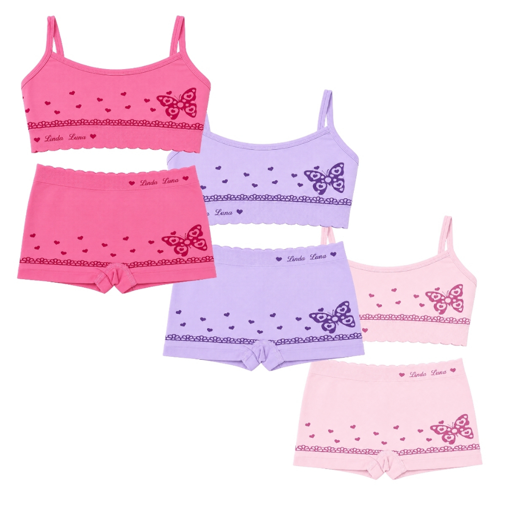 Kit 6 Peças de Top e Calcinha Box - Roupa Intima Infantil Juvenil (3 ...